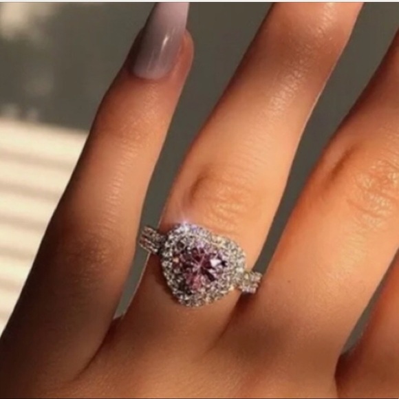 🆕 925 Pink Heart Sapphire Ring - Picture 6 of 15